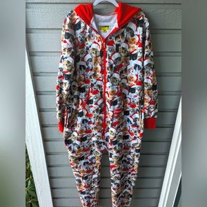 Tipsy Elves Meowy Catmus Cat Christmas Pajamas Hood Onesie Costume Size XL